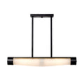 Moderne Hanglamp met Zwart Metalen Frame en Opaline Glazen Onderdelen