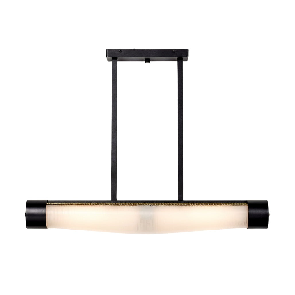 Moderne Hanglamp met Zwart Metalen Frame en Opaline Glazen Onderdelen